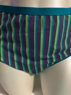 Catherines Serenada Hi Cut Panties Underwear Cotton Blend Stiped Plus 15 or 5X